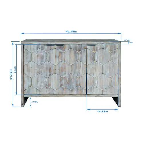 Farmhouse Style 3-Door Wooden Accent Cabinet Sideboard by VTNG50