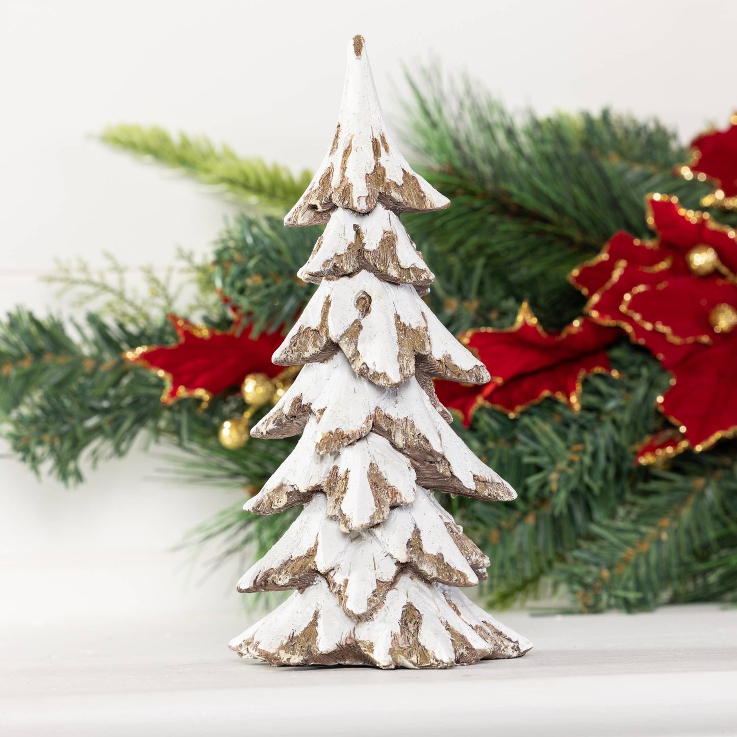 Resin 8.25" White Christmas Snowy Tree - 49th & Magnolia