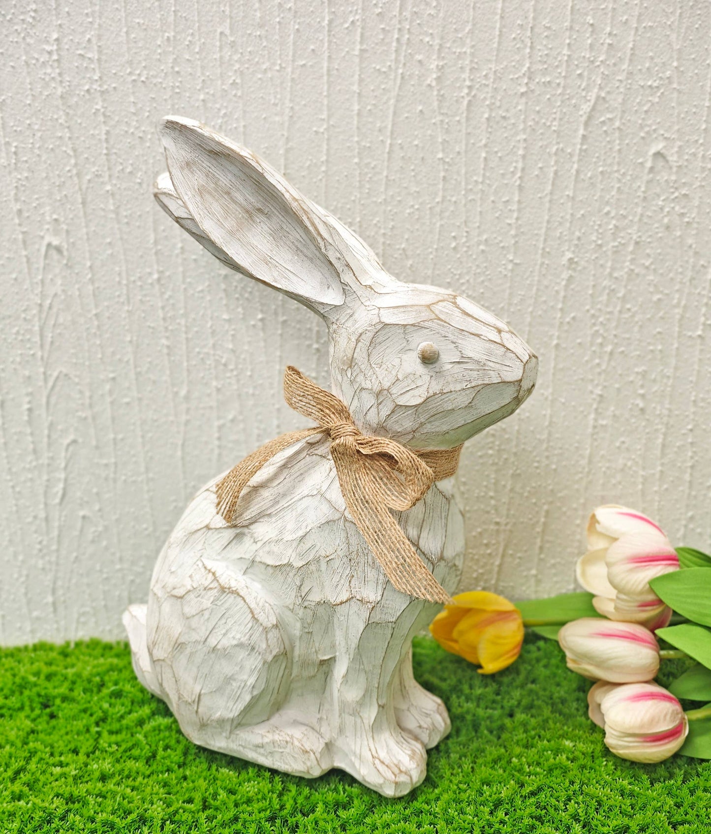 Tall Whitewashed Resin Bunny - 49th & Magnolia