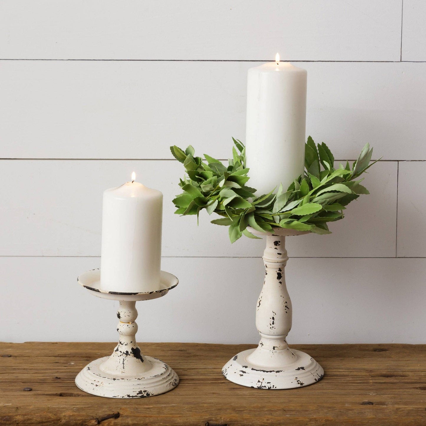 Cream Distressed Candle Holder (Set of 2) - 49th & Magnolia
