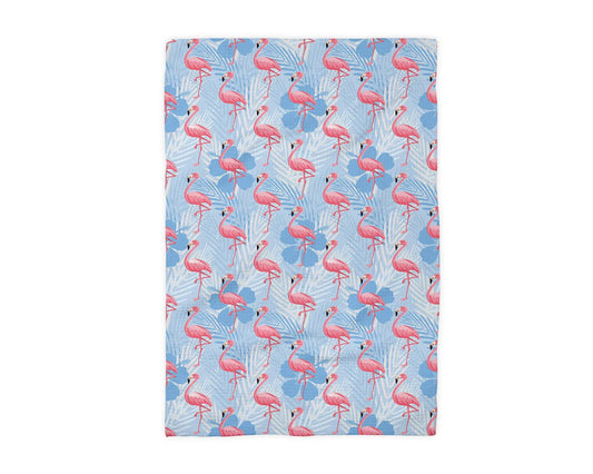 Flamingo Palm Coastal Beach Floral Kitchen Towel Waffle by Canary Road