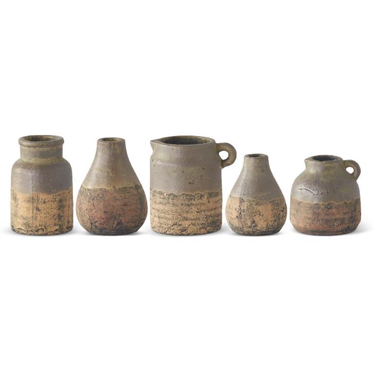 Ceramic Pot w/Gray Glazed Tops