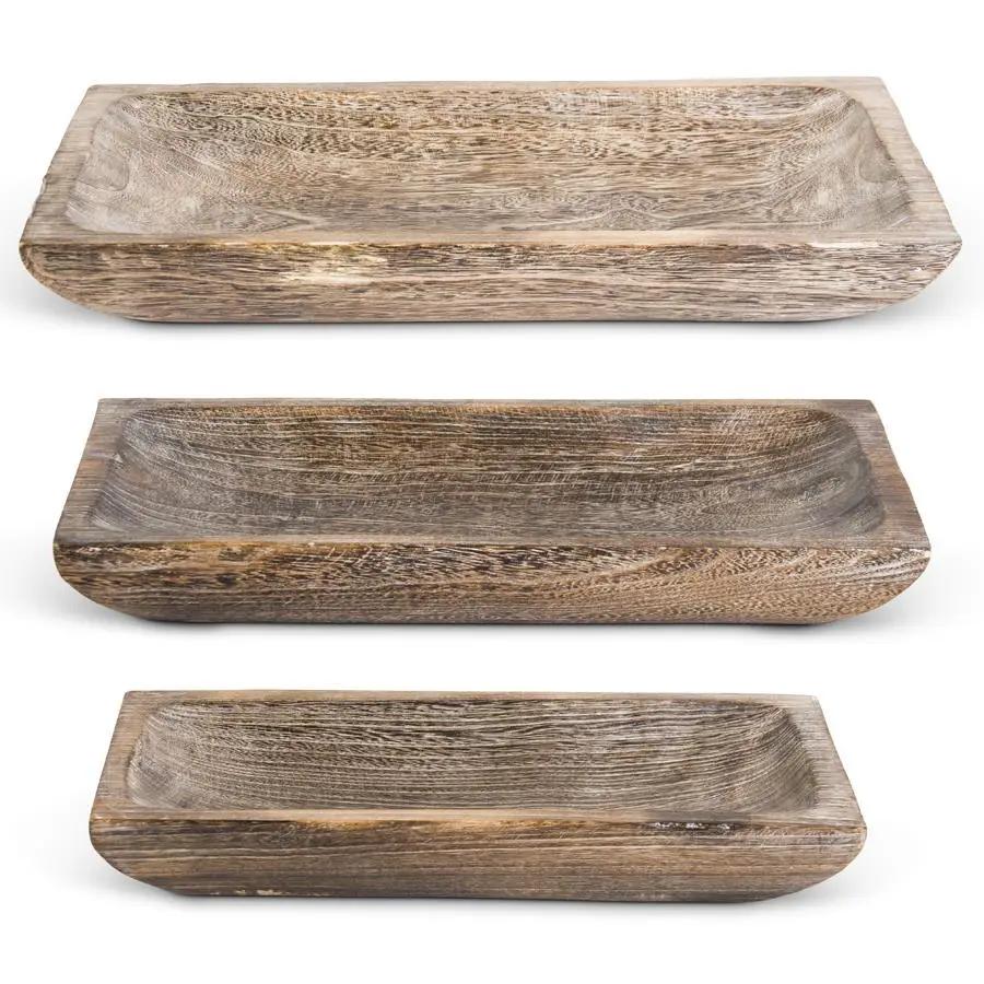 Carved Rectangular Paulownia Modern Dough Bowl by 49th & Magnolia