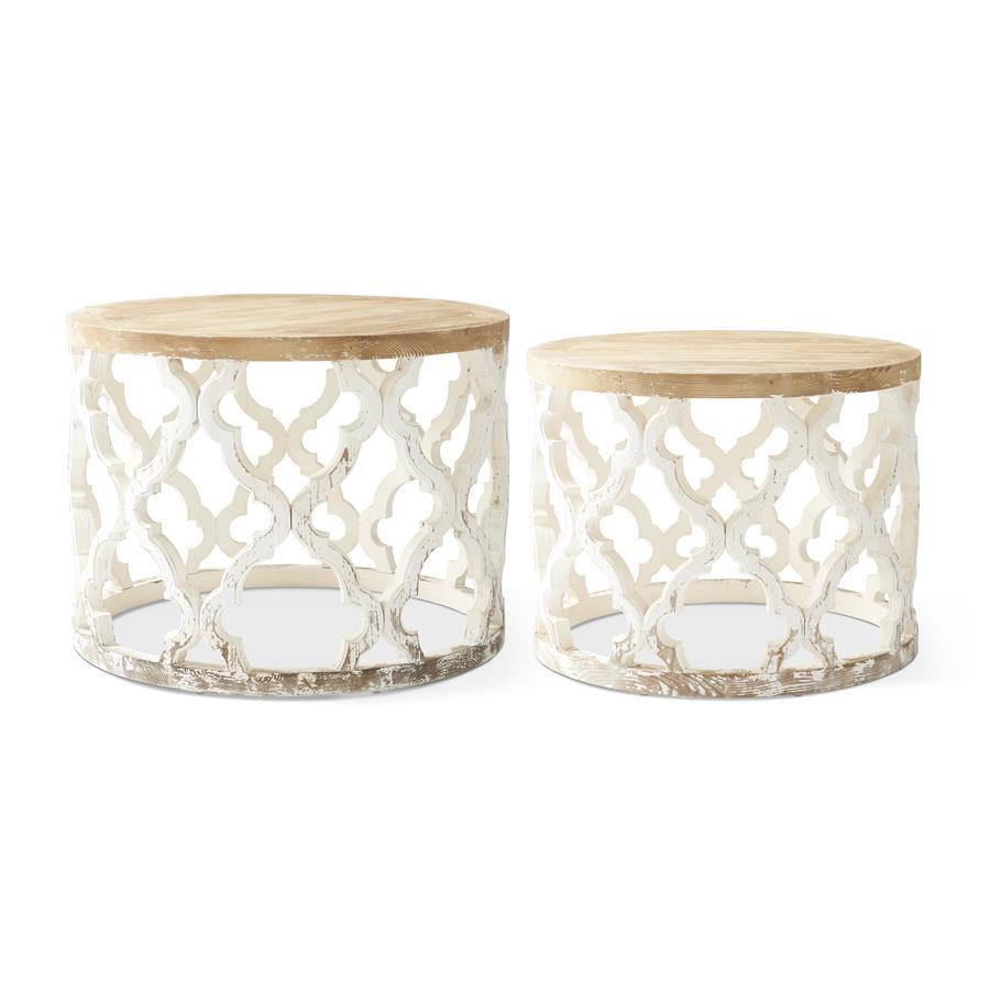 St. Augustine Weathered White Wood Quatrefoil Tables (2 Sizes) - 49th & Magnolia