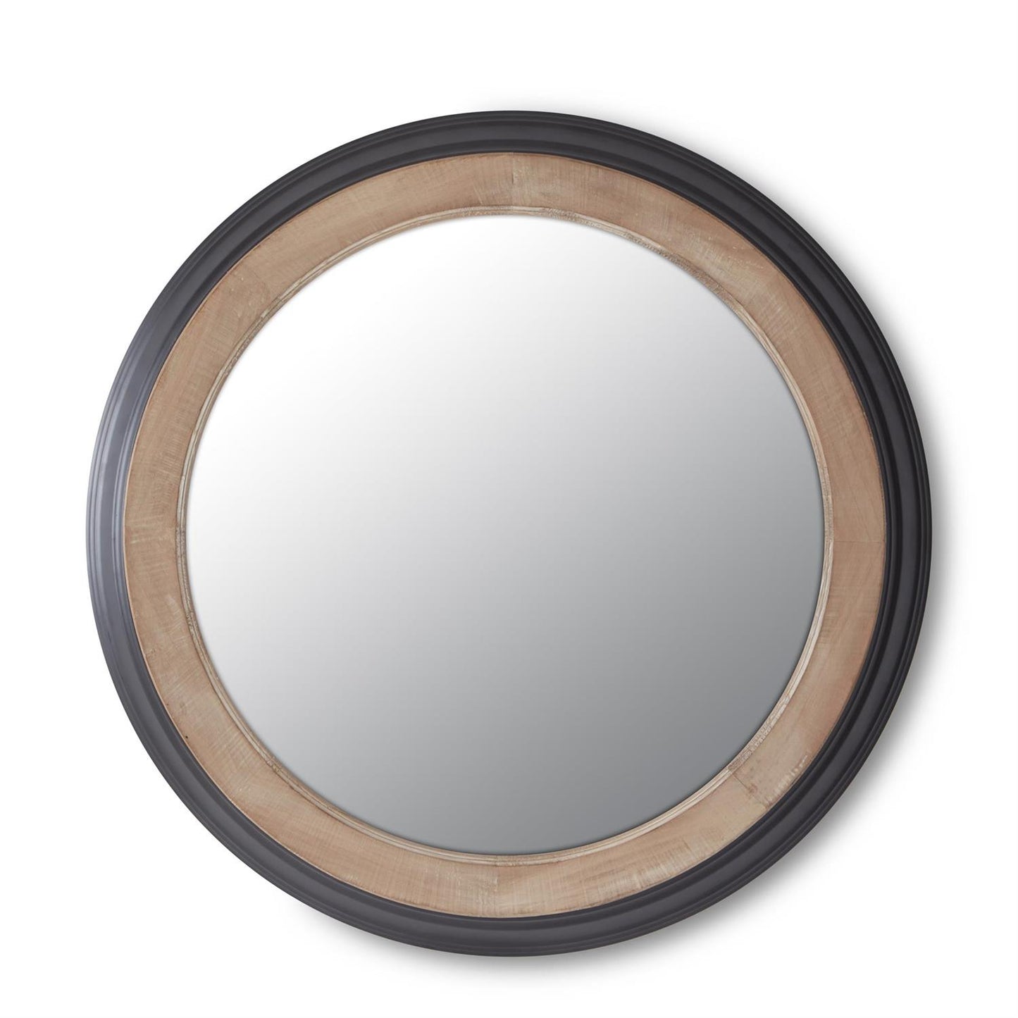 27.5 Inch Black Metal & Wood Framed Round Wall Mirror - 49th & Magnolia