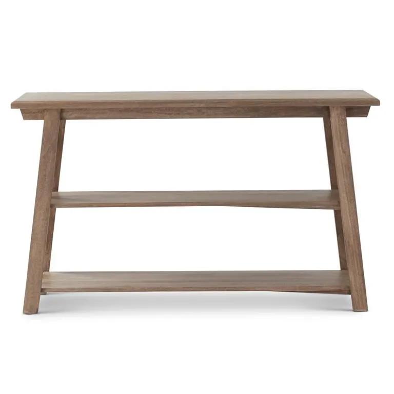 Naples Gray Washed Mango Wood 3 Shelf Console Table w/Sawhorse Legs by K&K Interiors
