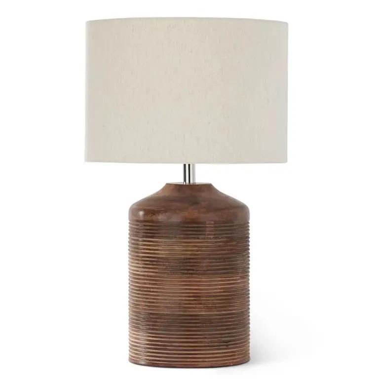 Grooved Dark Mango Barrel Lamp w/Shade by 49th & Magnolia