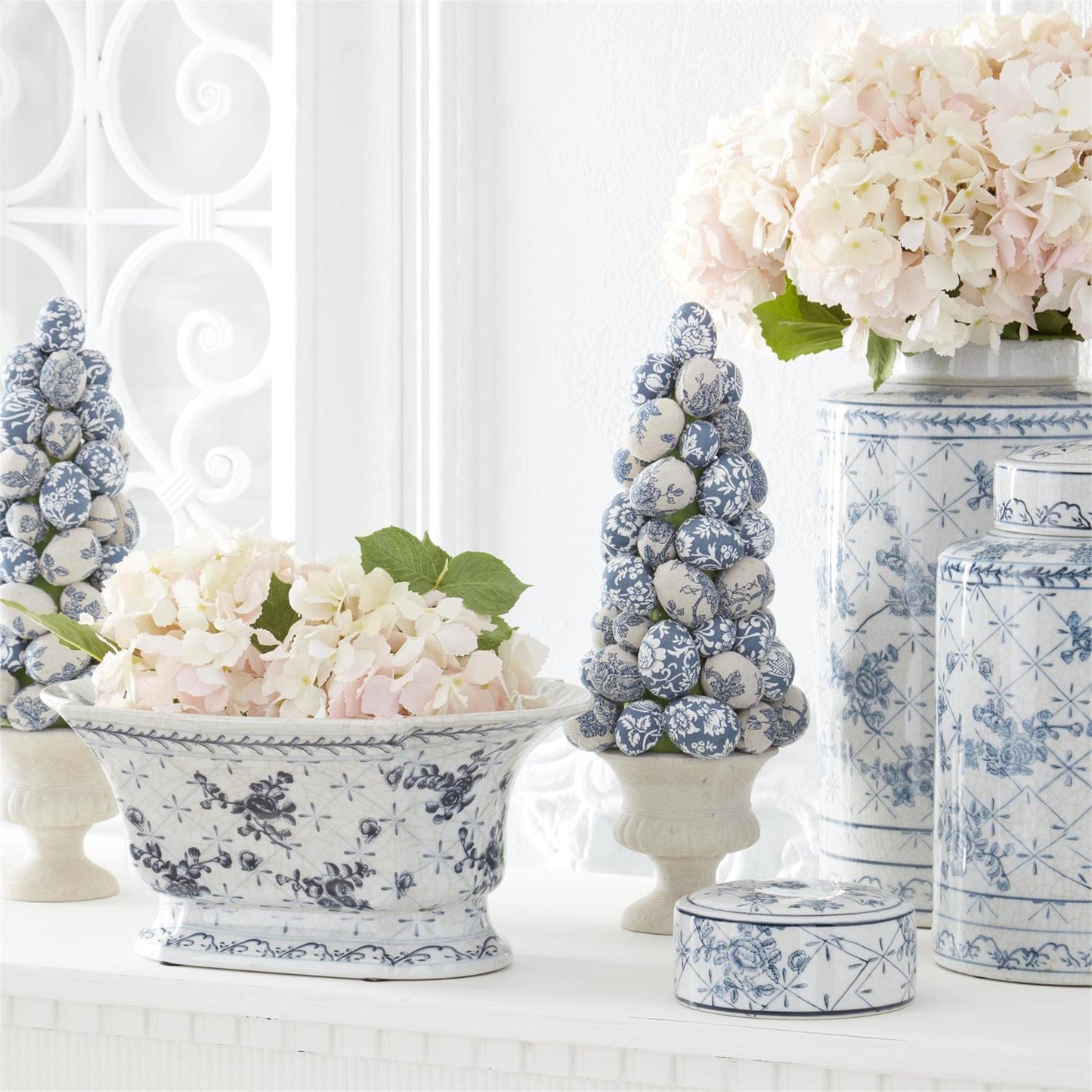 Blue & White Floral Ceramic Ginger Jars (3 Sizes) - 49th & Magnolia