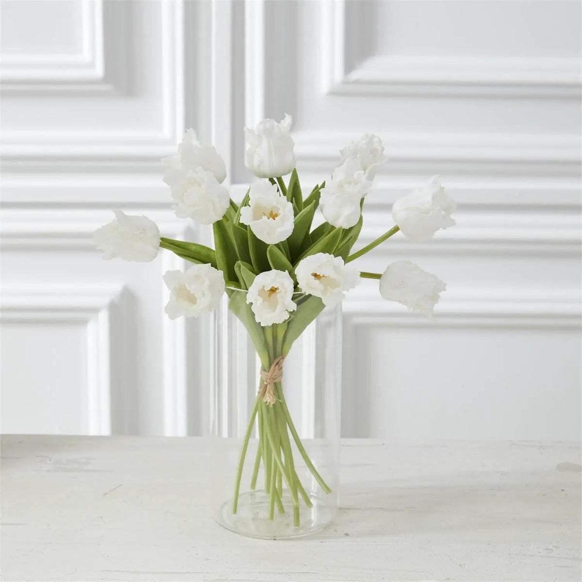 13" White Real Touch Parrot Tulip Bundle (12 Stems) by K&K Interiors