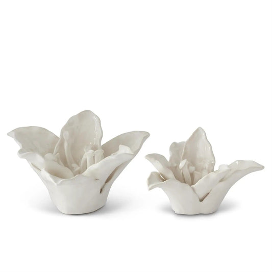 White Ceramic Tabletop Flowers (Set of 2) by 49th & Magnolia