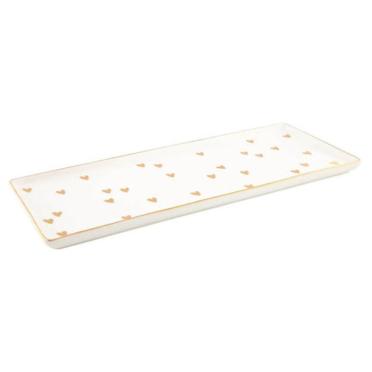 Gold Foil Hearts Ceramic Tray by Santa Barbara Design Studio by Creative Brands