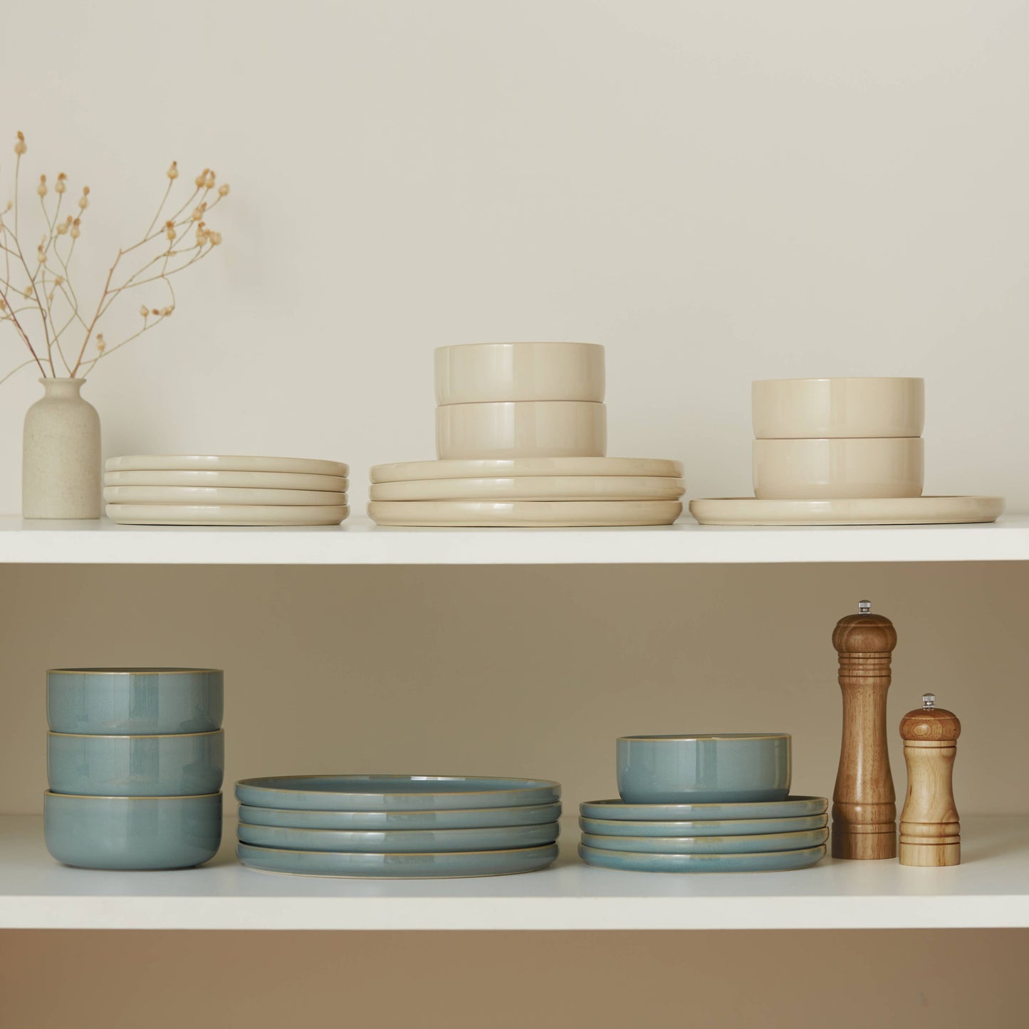 Kook Ceramic Dinnerware Set, 12 Piece, Green, Service for 4 - 49th & Magnolia