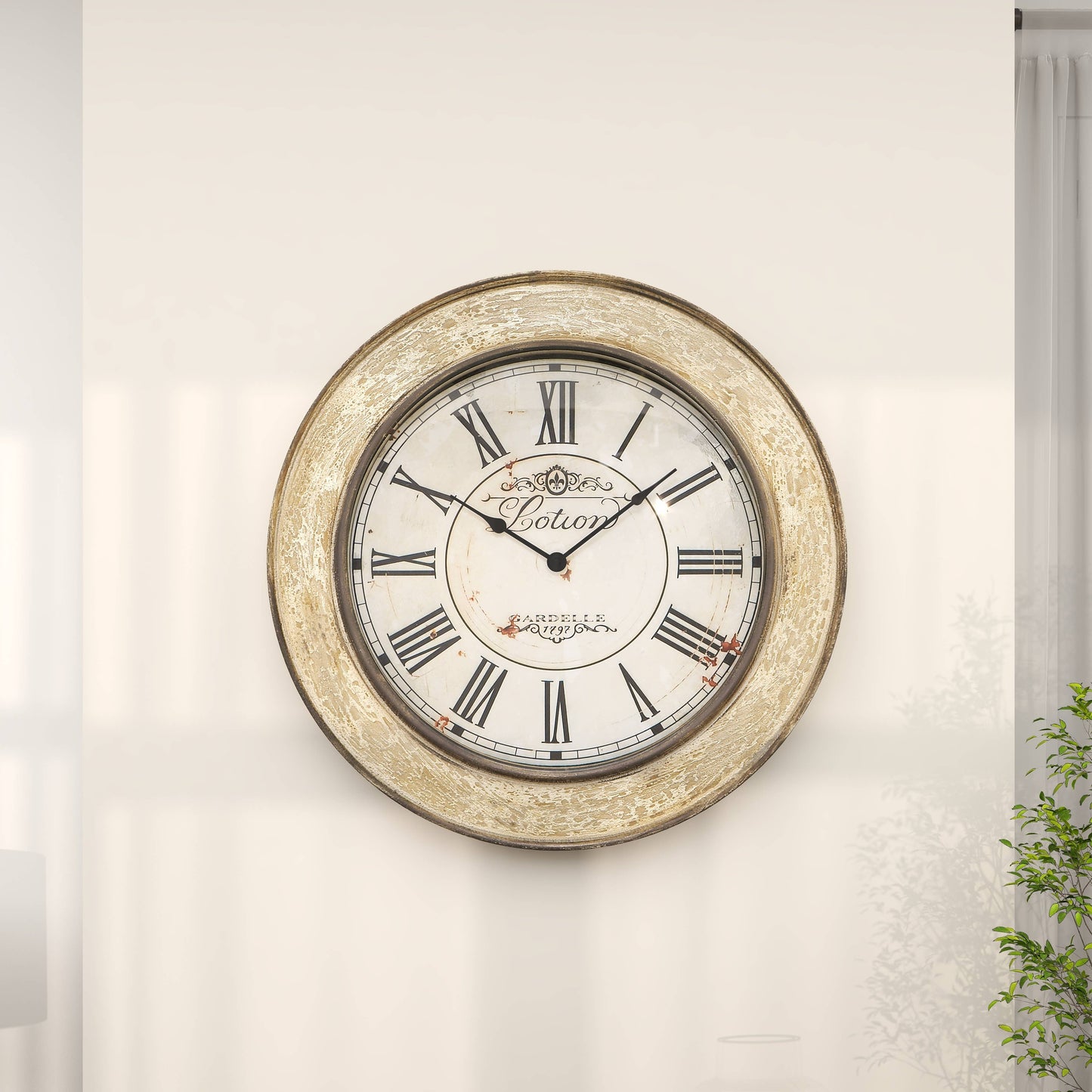 Vintage Cream Wooden Wall Clock - 49th & Magnolia