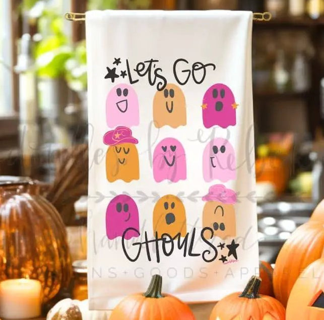 Let's Go Ghouls Tea Towel by Doodles By Rebekah