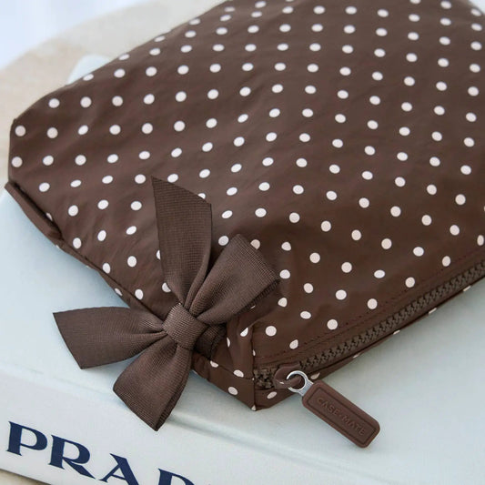 Case-Mate Espresso Polka Dot Bow Crinkle Makeup Bag by Case-Mate