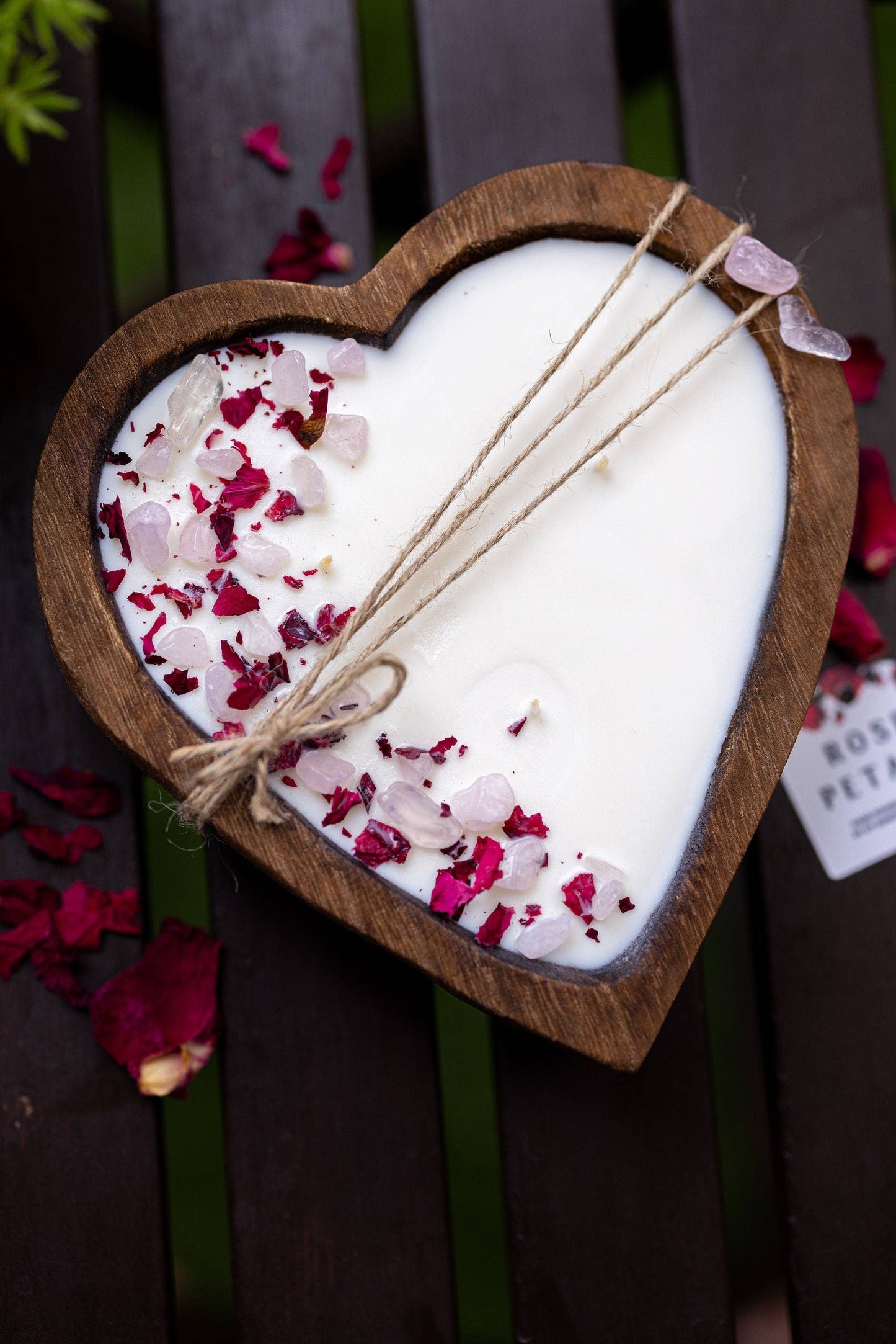 Heart Wood Dough Bowl 3 Wick Candle/Crystals & Flowers - 49th & Magnolia