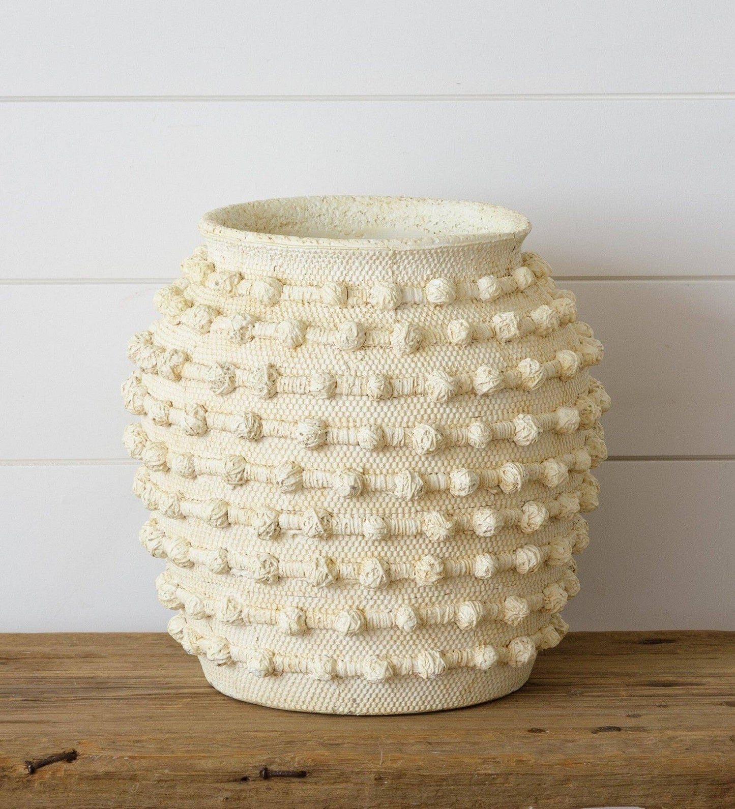 Ivory Textured Knot Cement Vase - 49th & Magnolia
