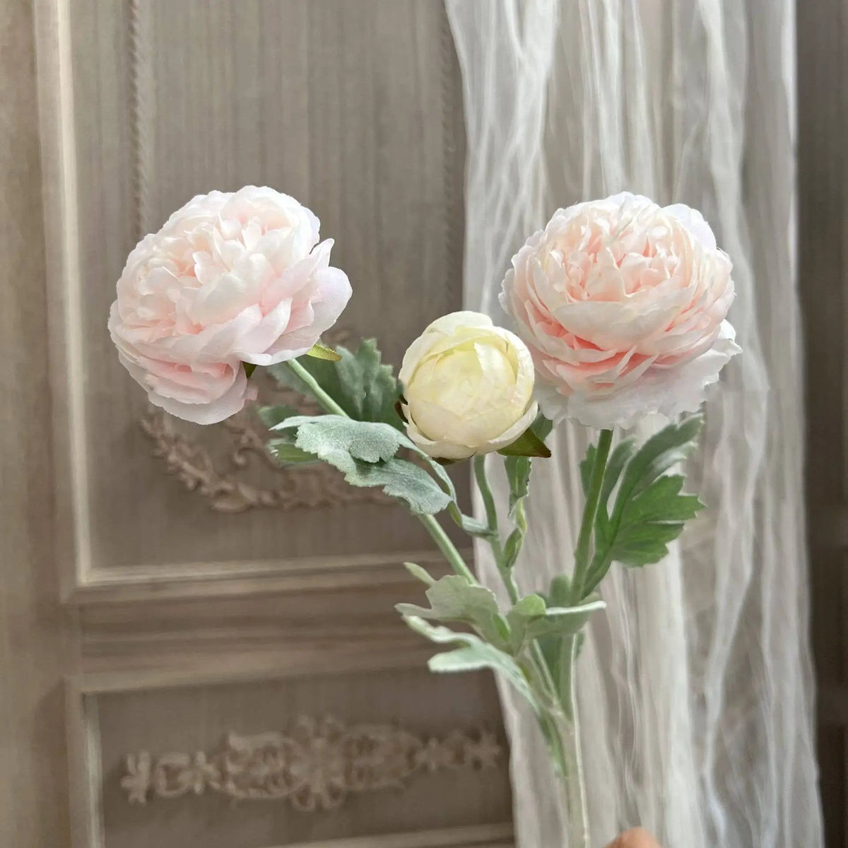 19'' Silk Ranunculus Single Spray Flowers, Spring Ranunculus by Sweet Home Deco