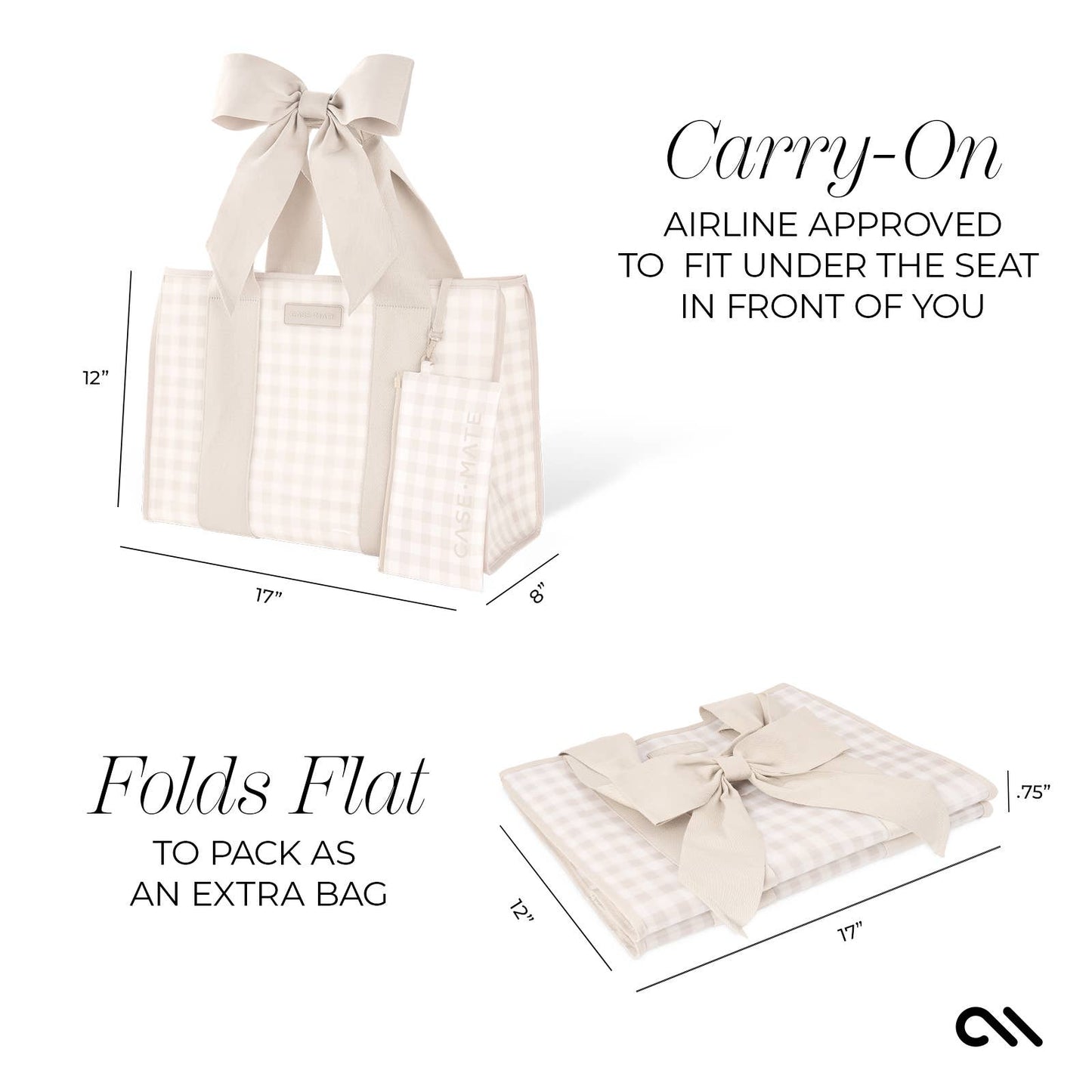 Case Mate Latte Gingham Bow Jelly Tote Bag by Case-Mate
