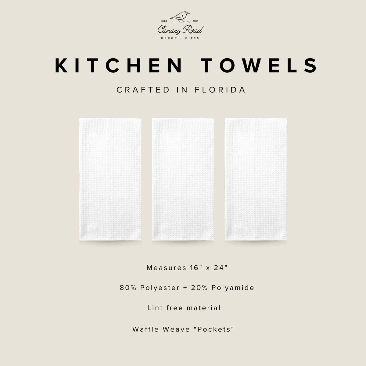 Valentine Hearts & Stripes Waffle Kitchen Towel by Canary Road