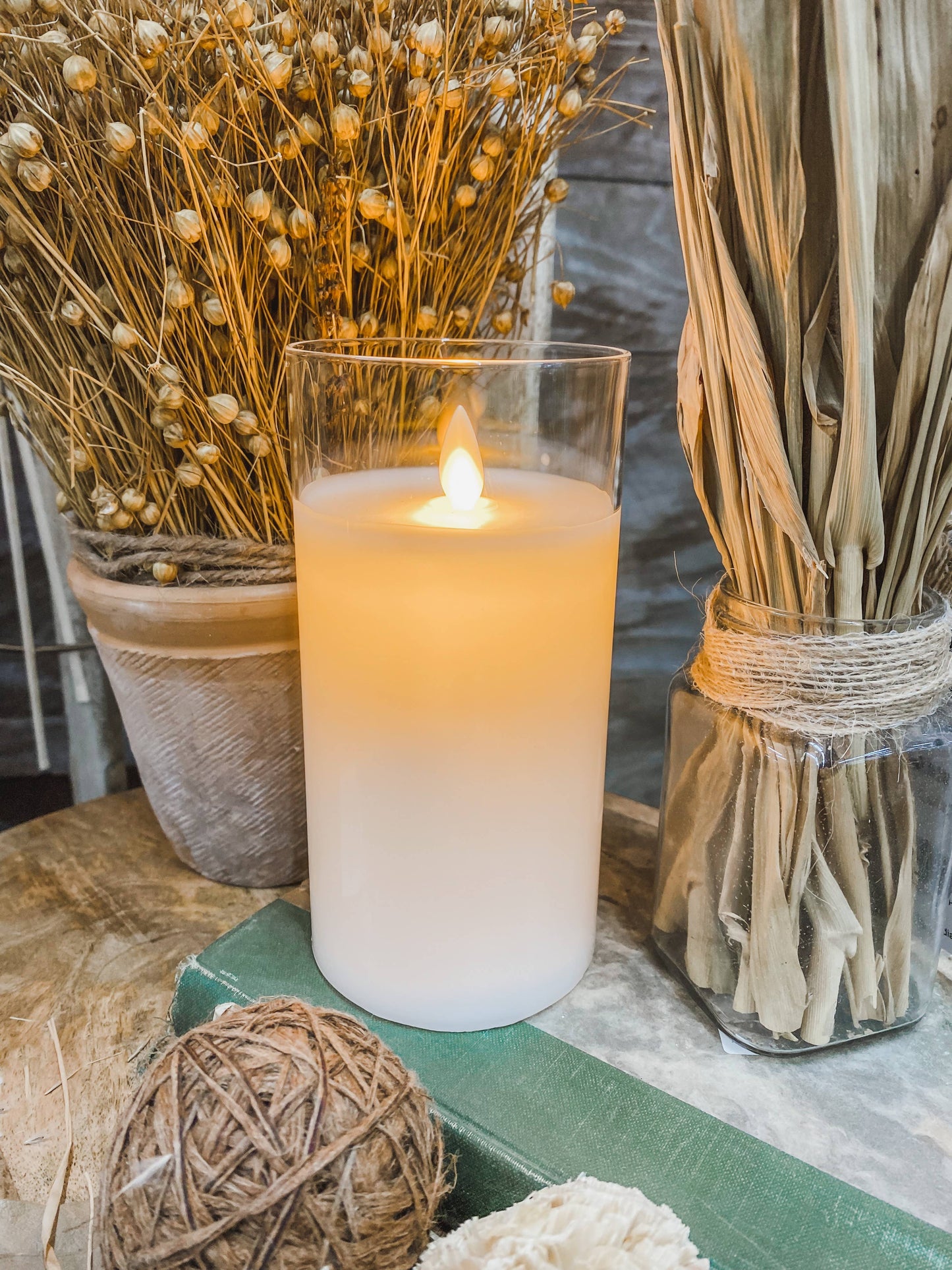Clear Glass Cylinder Moving Flame LED Candle - 49th & Magnolia