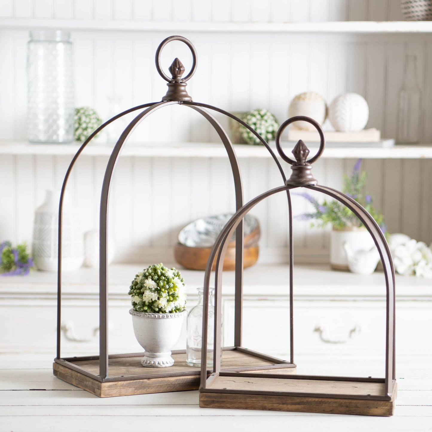 Black Metal and Wood Lanterns