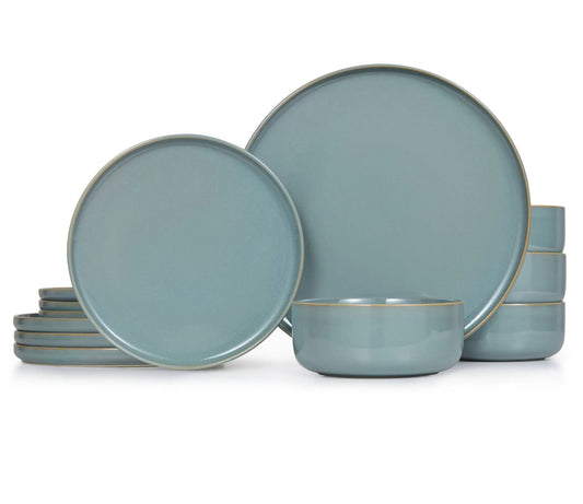 Kook Ceramic Dinnerware Set, 12 Piece, Green, Service for 4 by Kook