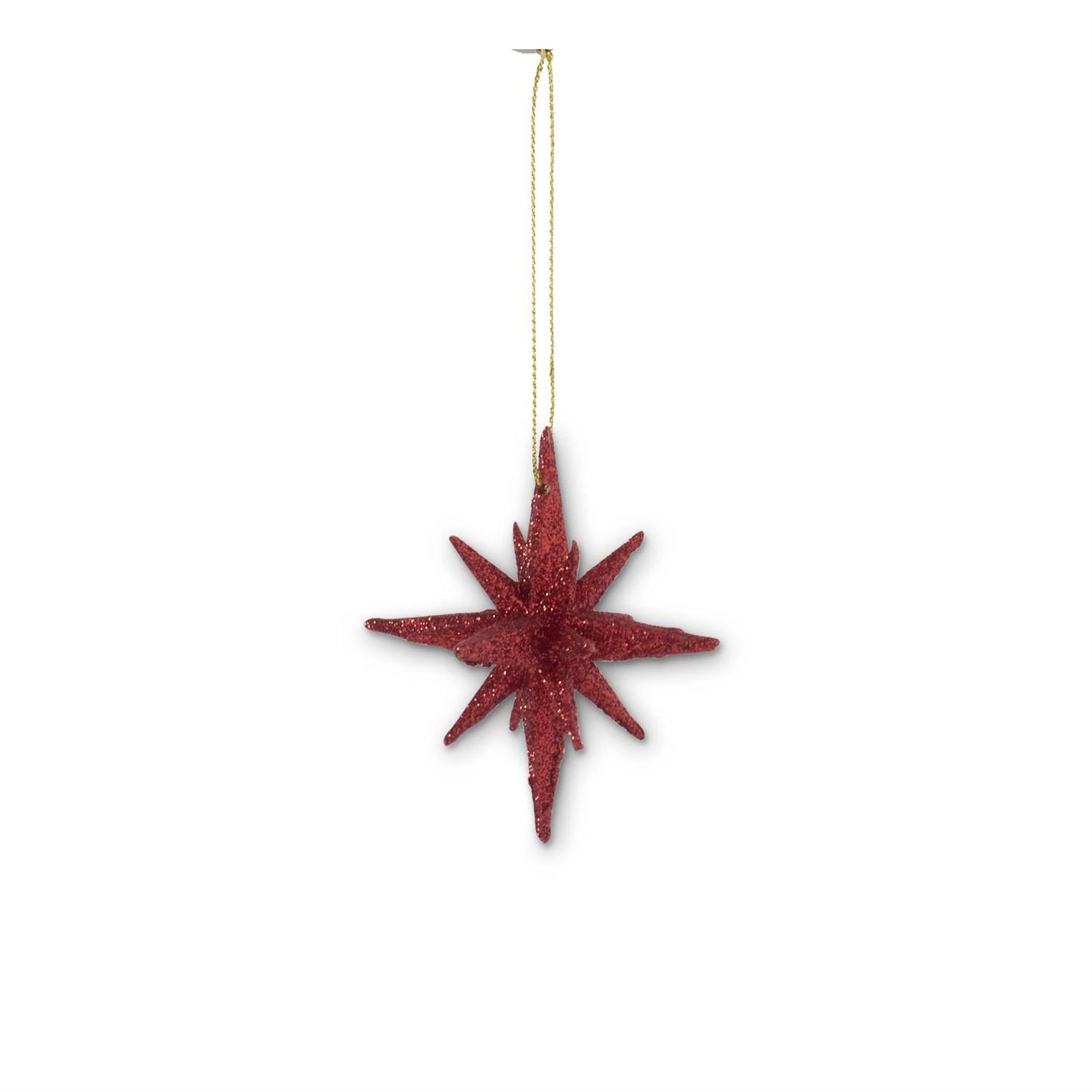 2.5 Inch 9 Point Red Glitter Star Ornament - 49th & Magnolia