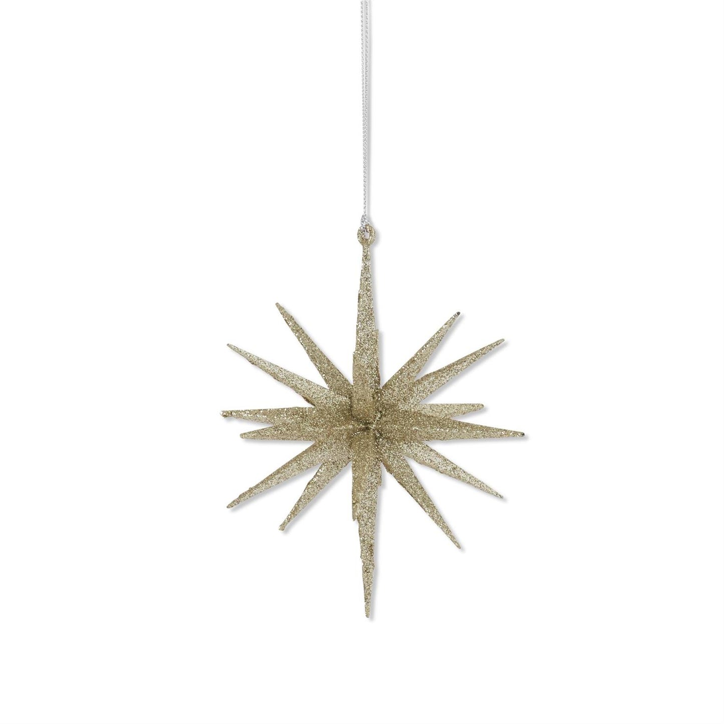 6 Inch 18 Point Champagne Glitter Star Ornament - 49th & Magnolia