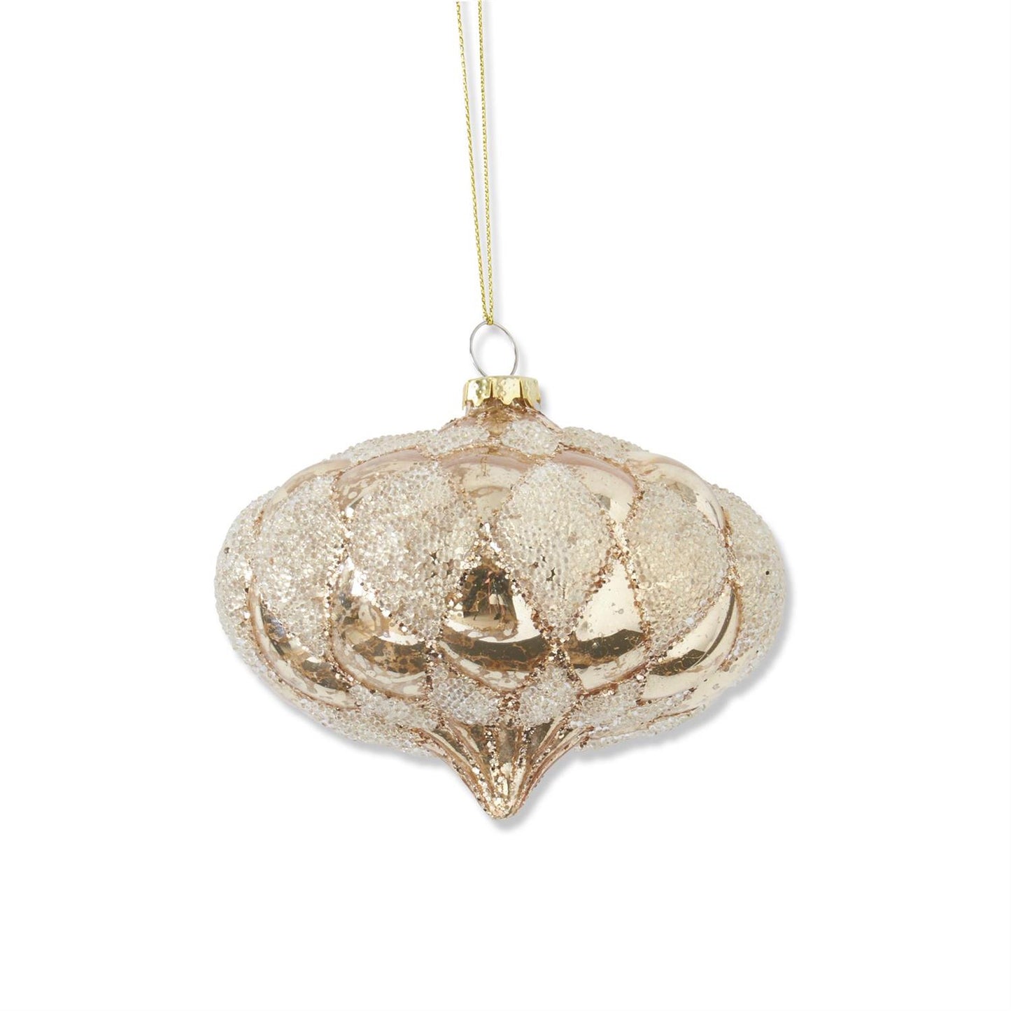 Beaded Gold Mercury Glass Onion Hobnail Ornament - 49th & Magnolia