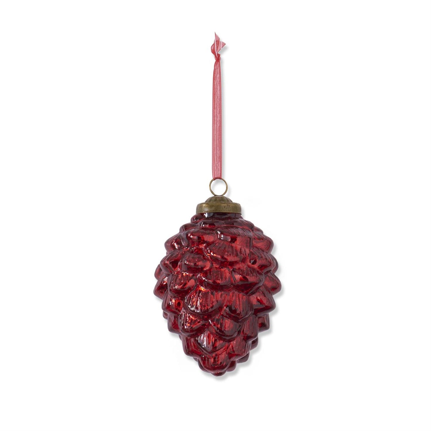 4.75 Inch Red Glass Pinecone Ornament - 49th & Magnolia