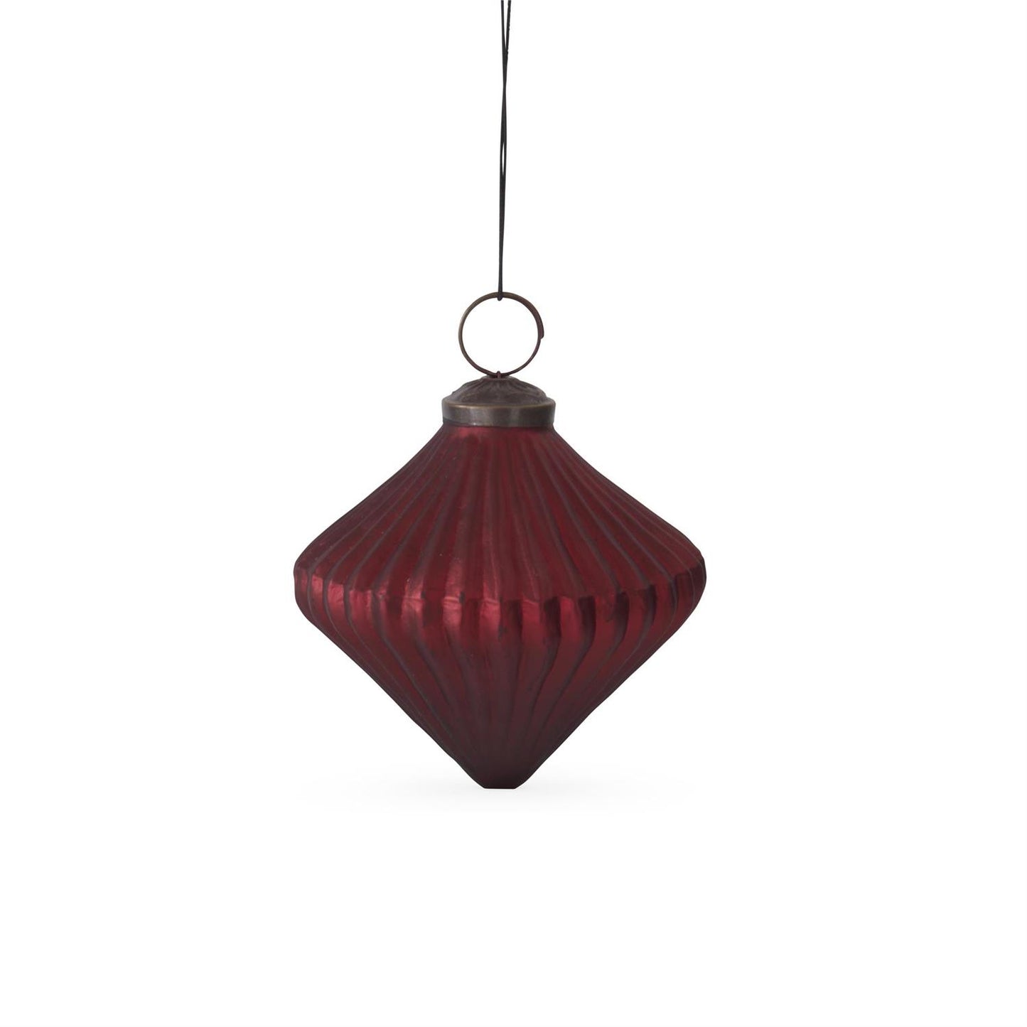 3.75 Inch Ribbed Burnt Red Glass Onion Ornament - 49th & Magnolia