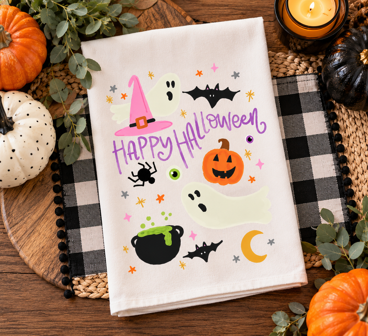 Happy Halloween Tea Towel