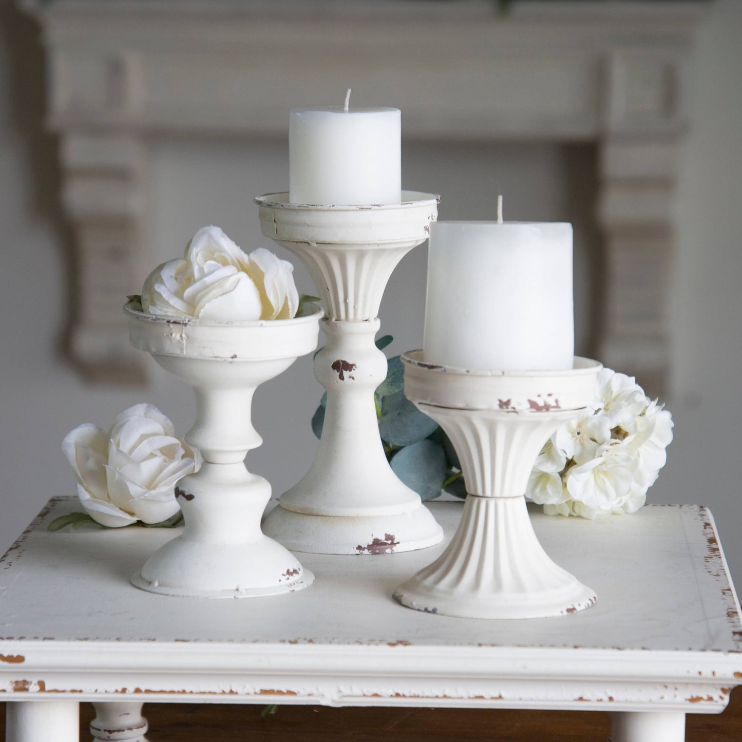 Metal White Candle Holder (Set of 3) - 49th & Magnolia