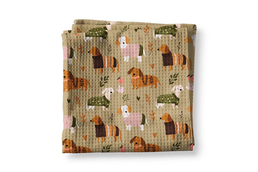 Dog Scarf Fall Winter Pet Puppy Preppy Kitchen Towel Waffle by Canary Road