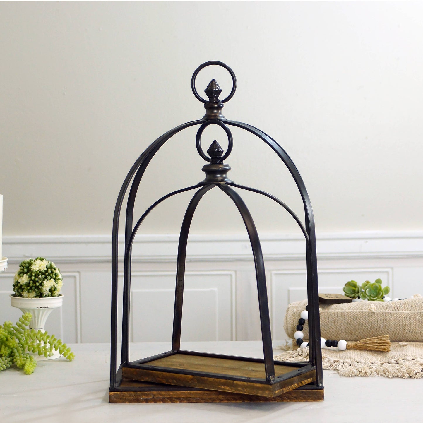 Black Metal and Wood Lanterns