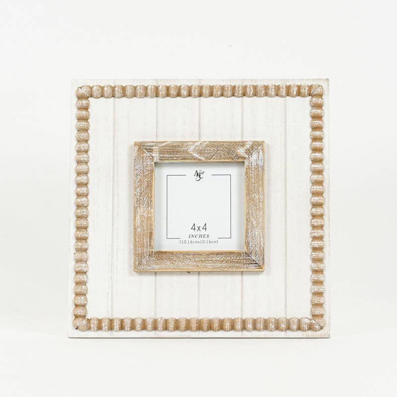 (4x4) Wood Beaded Photo Frame - 49th & Magnolia