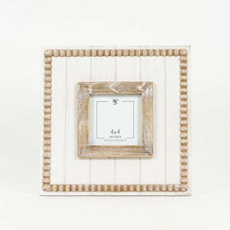 (4x4) Wood Beaded Photo Frame by Adams & Co.