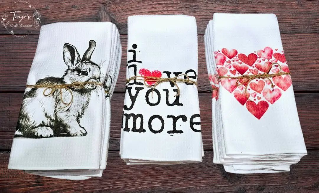 "i love you more" Tea Towel by Tonya's Craft Shoppe