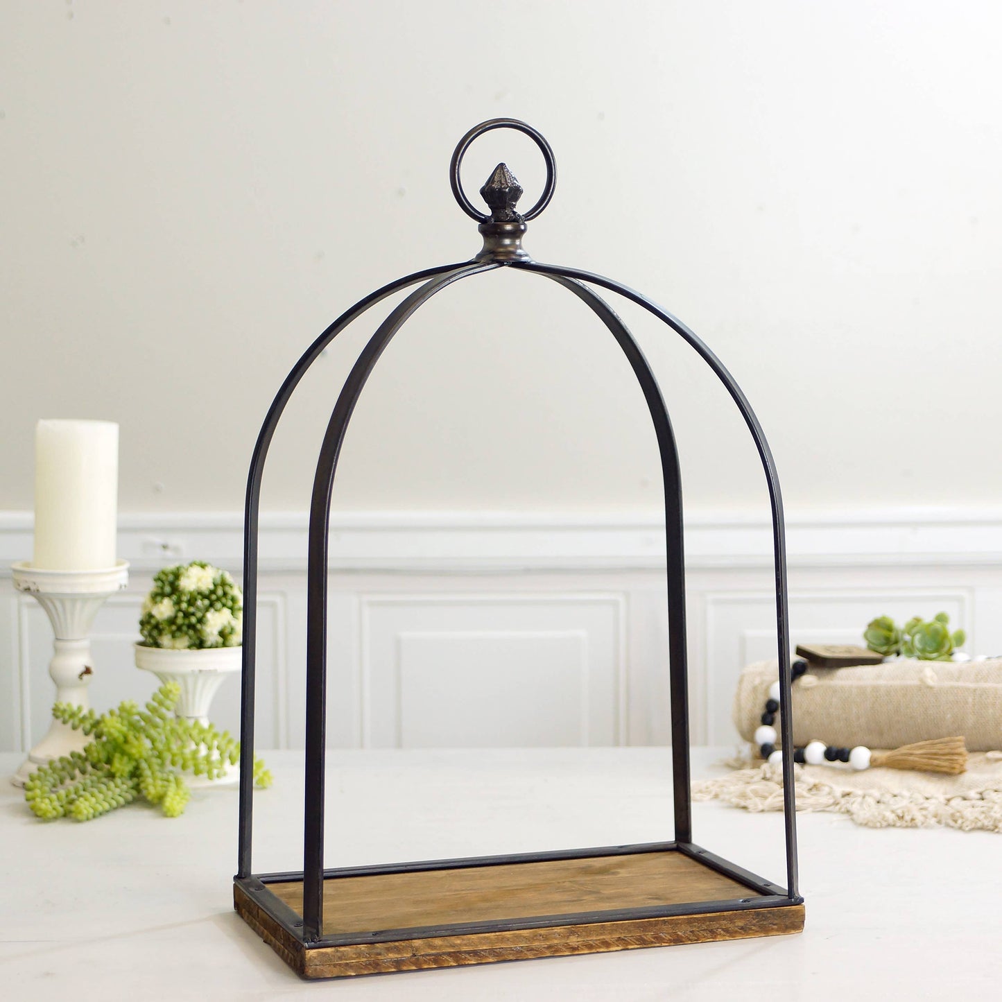 Black Metal and Wood Lanterns