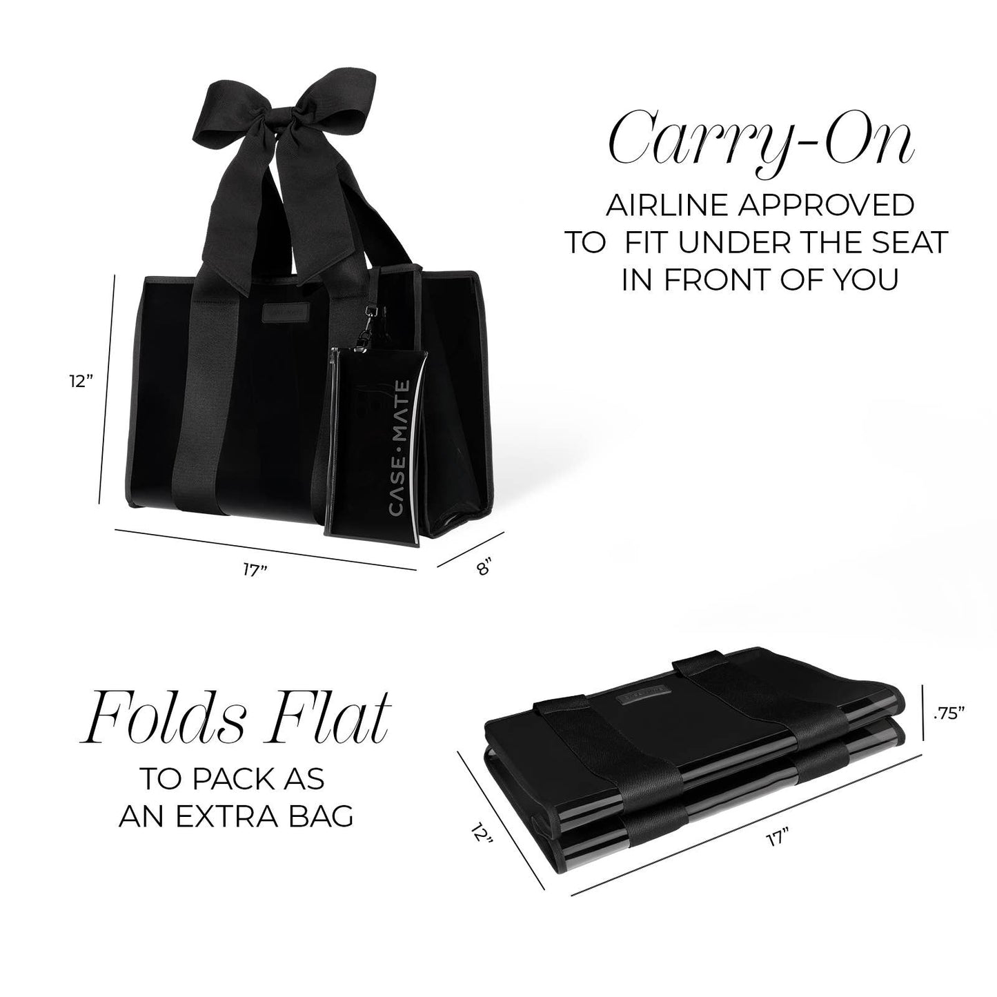 Case-Mate Midnight Black Bow Jelly Tote Bag by Case-Mate