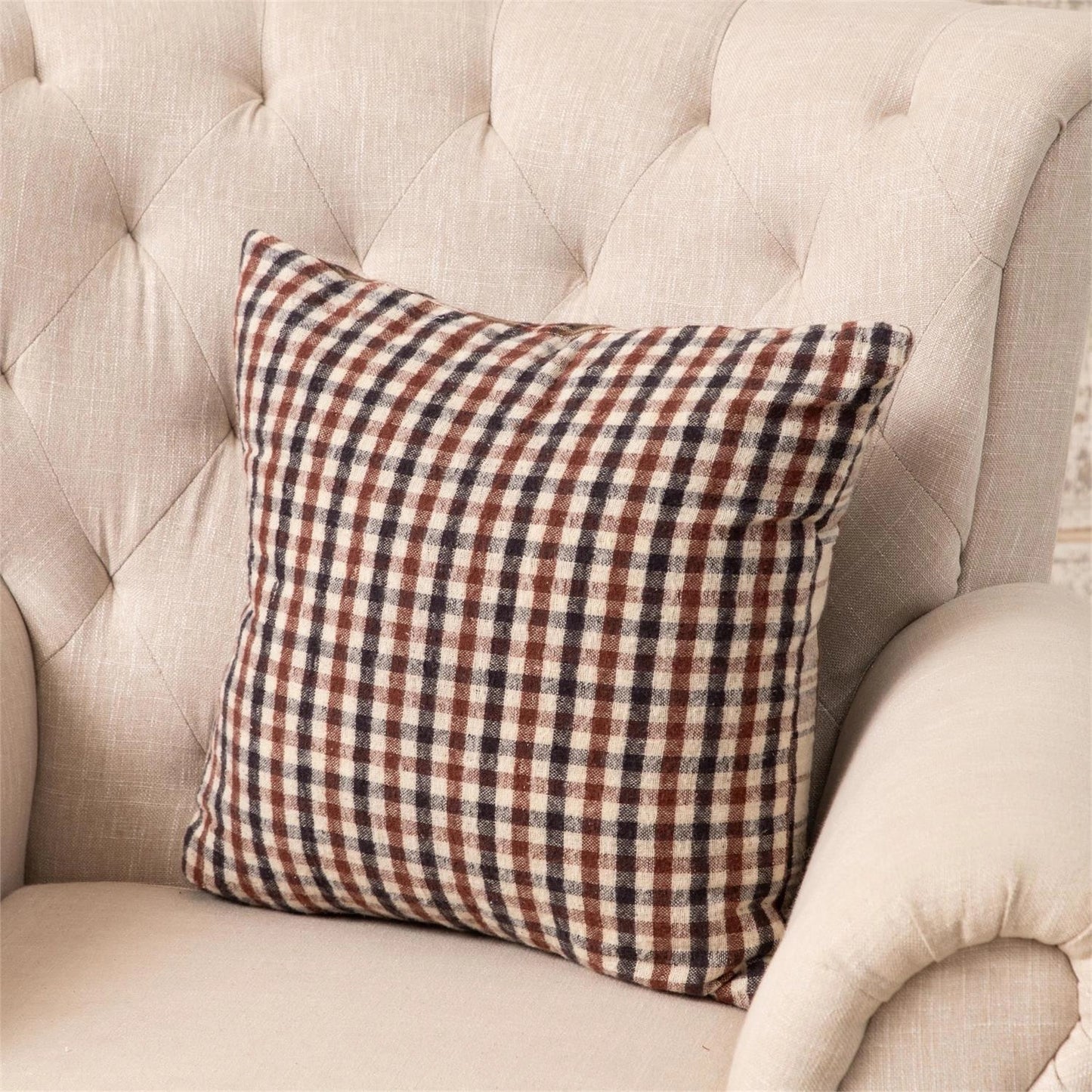 Browns Plaid Reversible Brushed Cotton Pillow