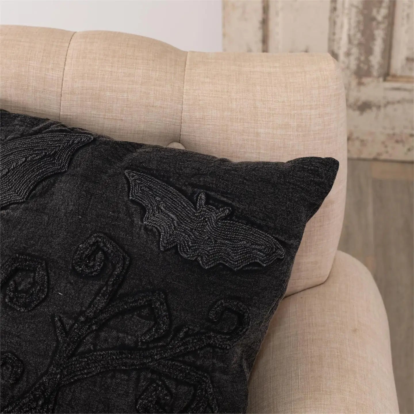 Stonewashed Black Halloween Pillow