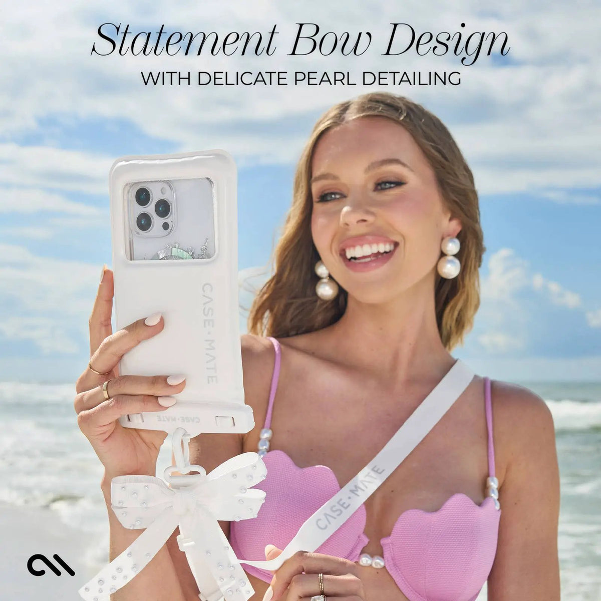 Case-Mate Ivory Pearl Bow Waterproof Floating Pouch by Case-Mate
