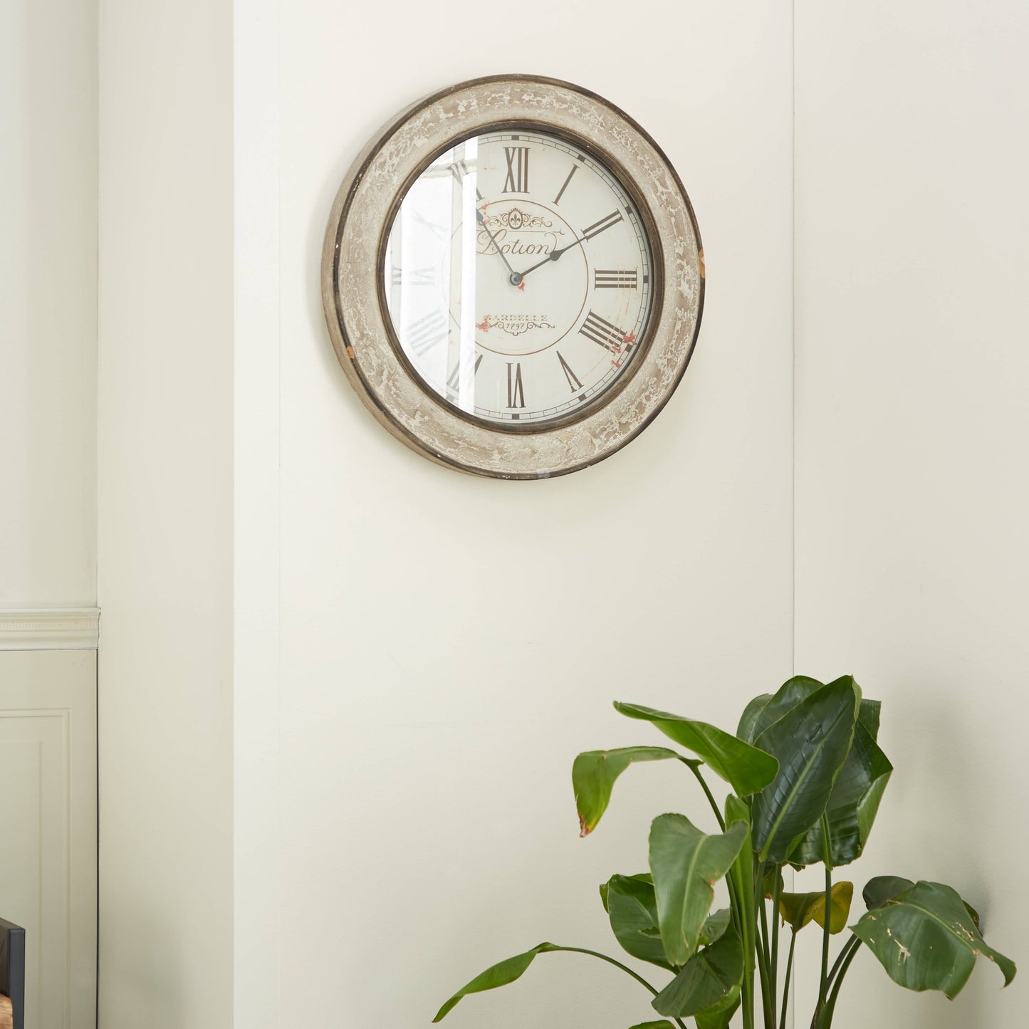 Vintage Cream Wooden Wall Clock - 49th & Magnolia
