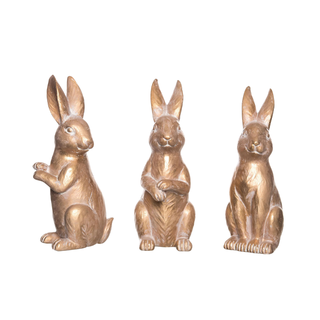 Bronze Resin Bunnies (Set of 3) - 49th & Magnolia
