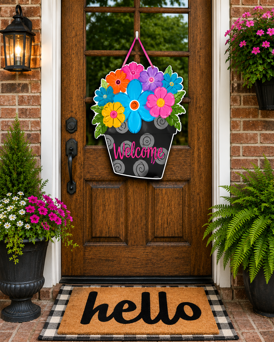 Welcome Flower Pot doorhanger