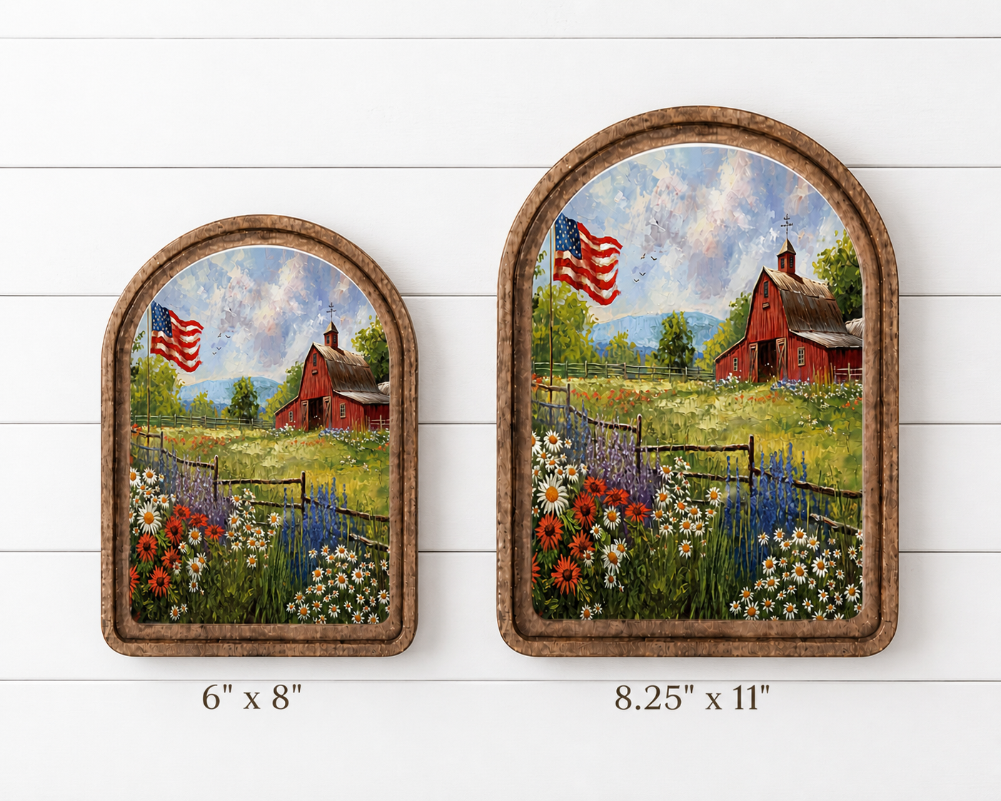 Arch Top Patriotic Farm Framed Art