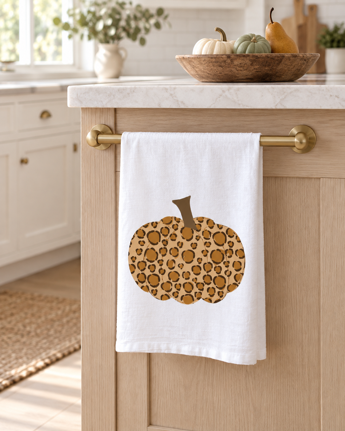 Leopard Pumpkin Fall Tea Towel