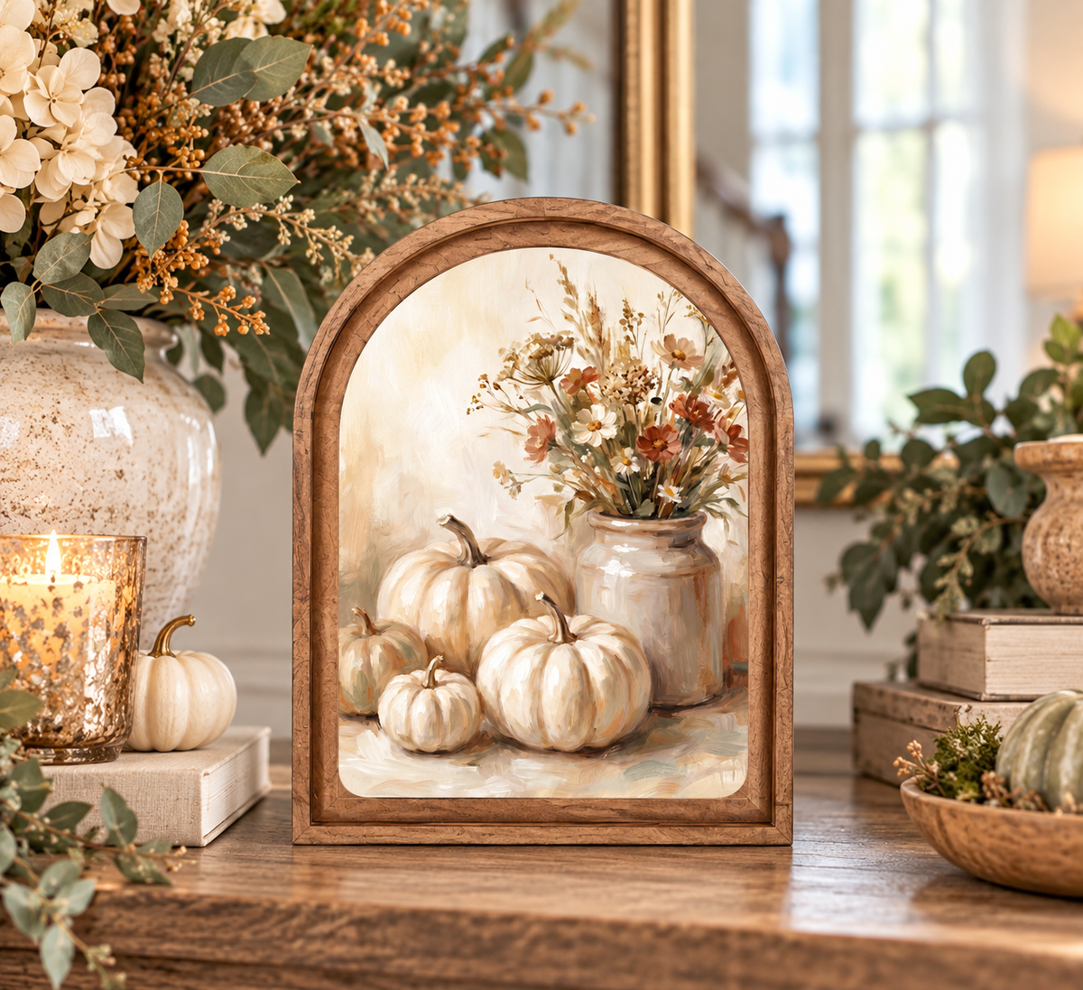 Cream Pumpkins Framed Art